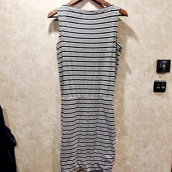 Athleta Striped Ruched Boatneck Midi Dress - Picture 8 of 8